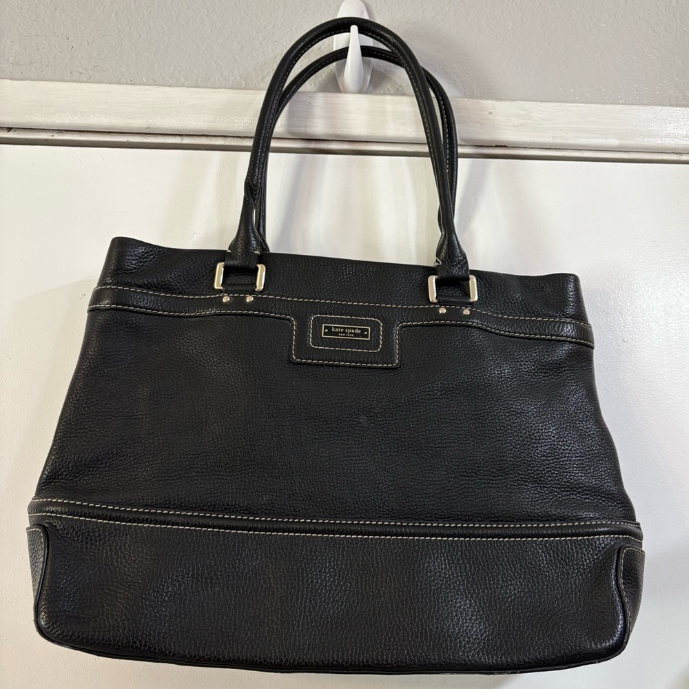 Kate Spade Blakely Andover Black Pebbled Leather Tote Shopper Travel Bag Large